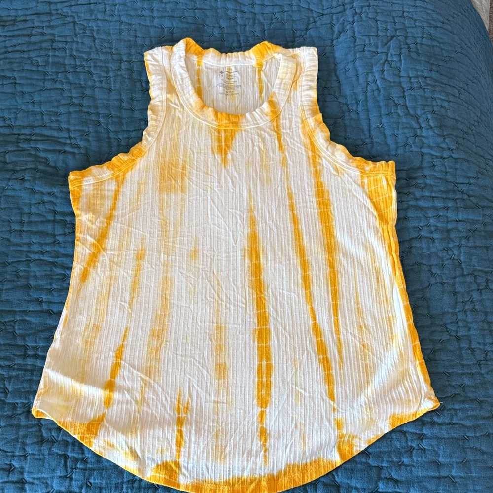 Yellow Tie-Dye Sleeveless Top